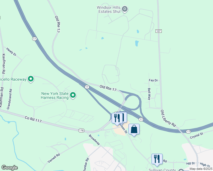 map of restaurants, bars, coffee shops, grocery stores, and more near 88 County Road 174 in Monticello