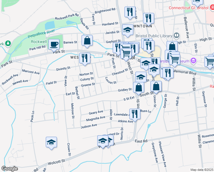 map of restaurants, bars, coffee shops, grocery stores, and more near 23 Division Street in Bristol