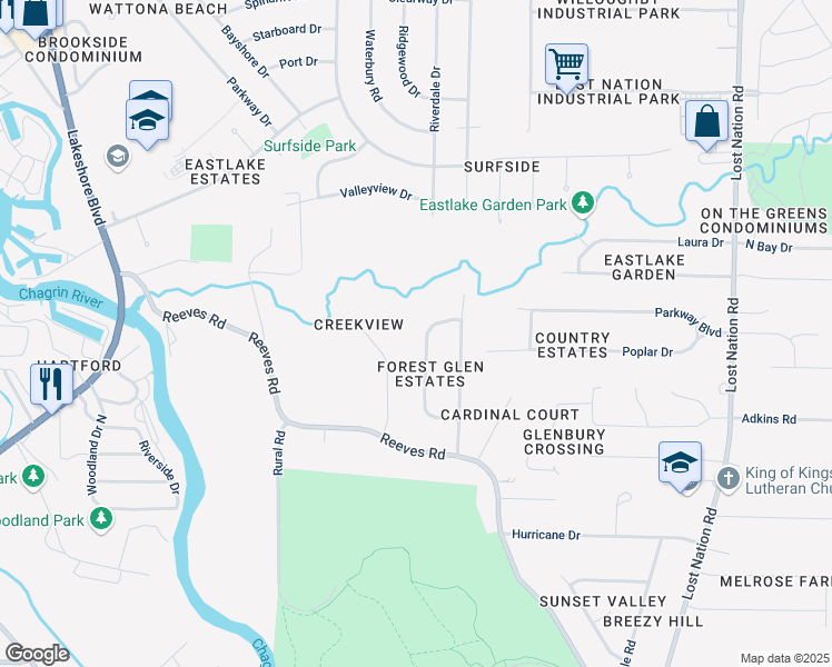 map of restaurants, bars, coffee shops, grocery stores, and more near 692 Oriole Dr in Eastlake