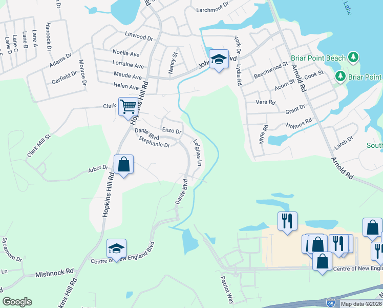 map of restaurants, bars, coffee shops, grocery stores, and more near 3 Jarod Court in Coventry