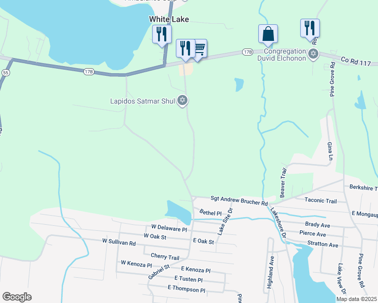 map of restaurants, bars, coffee shops, grocery stores, and more near 24 Schultz Road in White Lake