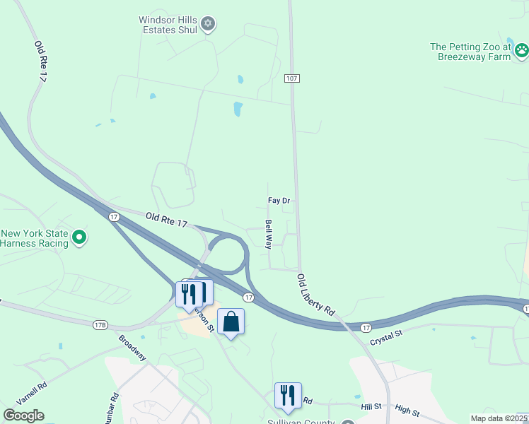 map of restaurants, bars, coffee shops, grocery stores, and more near 1 Evelyn Court in Monticello