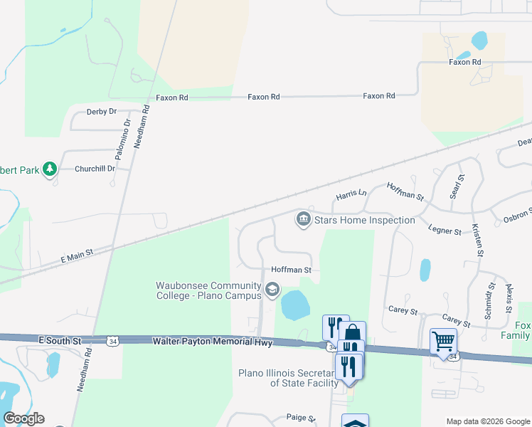 map of restaurants, bars, coffee shops, grocery stores, and more near 3123 Hoffman Street in Plano