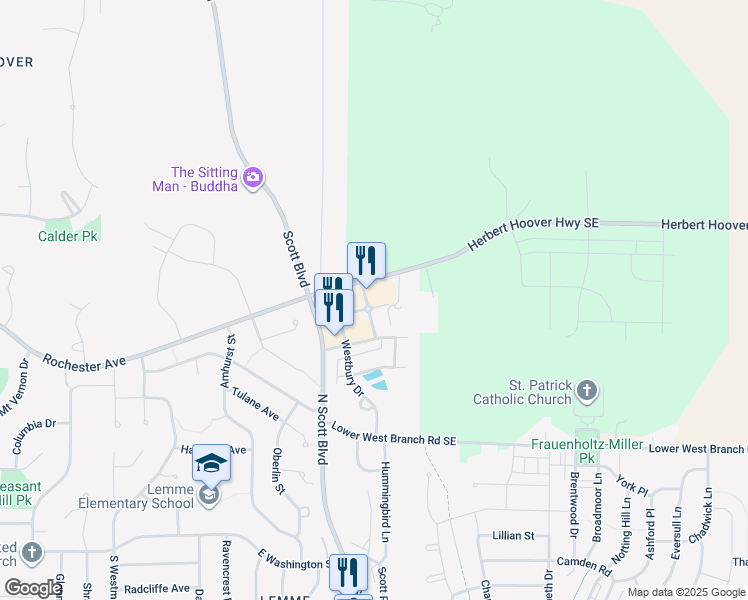 map of restaurants, bars, coffee shops, grocery stores, and more near 610 Eastbury Drive in Iowa City