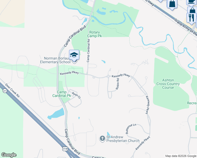 map of restaurants, bars, coffee shops, grocery stores, and more near 923 Cardinal Place in Iowa City