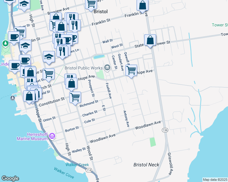 map of restaurants, bars, coffee shops, grocery stores, and more near 18 Foxhill Avenue in Bristol