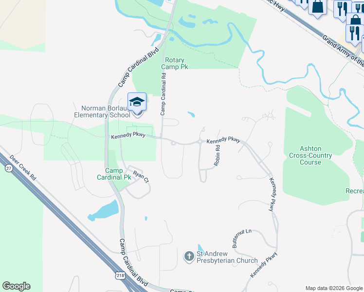 map of restaurants, bars, coffee shops, grocery stores, and more near 923 Cardinal Place in Iowa City