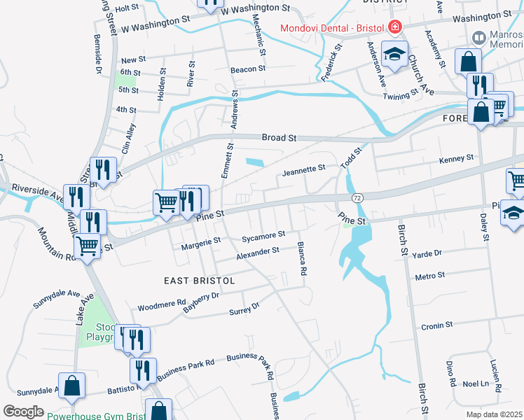 map of restaurants, bars, coffee shops, grocery stores, and more near 84 Margerie Street in Bristol