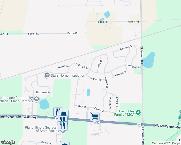 map of restaurants, bars, coffee shops, grocery stores, and more near 3800 Hoffman Street in Plano