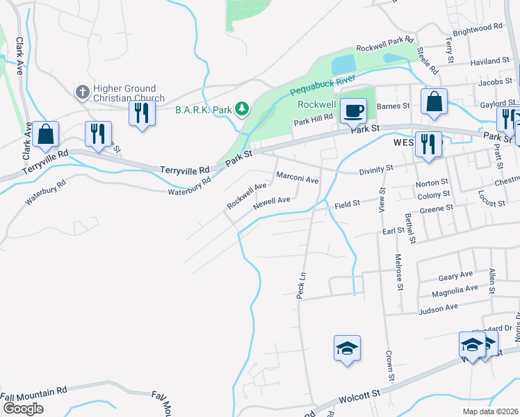 map of restaurants, bars, coffee shops, grocery stores, and more near 93 Newell Avenue in Bristol
