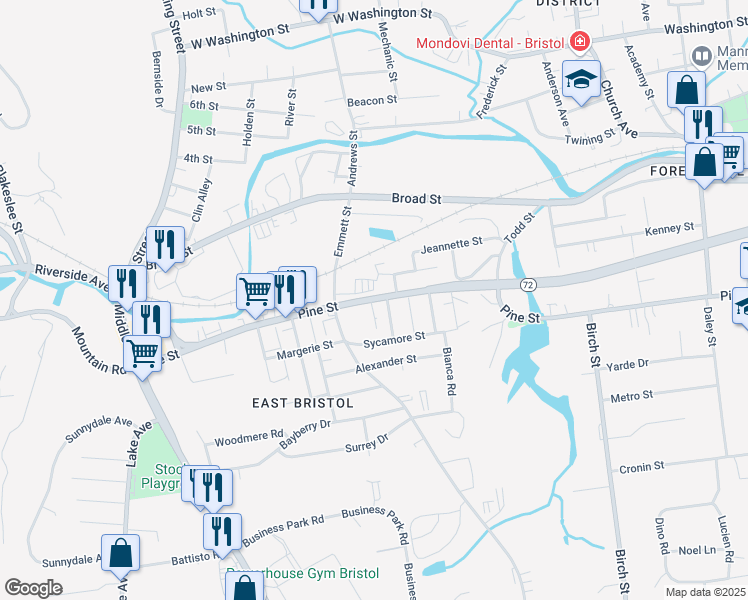map of restaurants, bars, coffee shops, grocery stores, and more near 288 Pine Street in Bristol