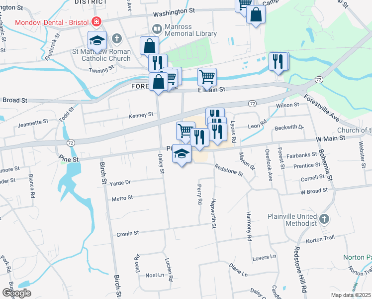 map of restaurants, bars, coffee shops, grocery stores, and more near 718 Pine Street in Bristol