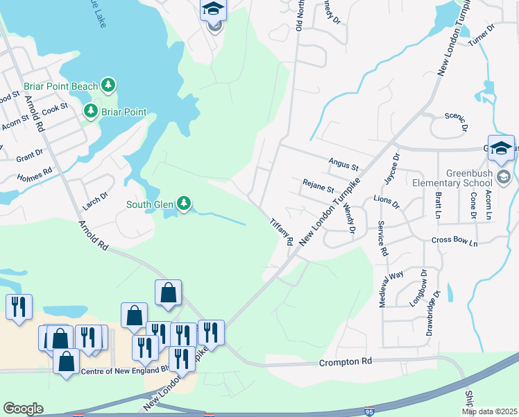 map of restaurants, bars, coffee shops, grocery stores, and more near 24 Tiffany Road in Coventry
