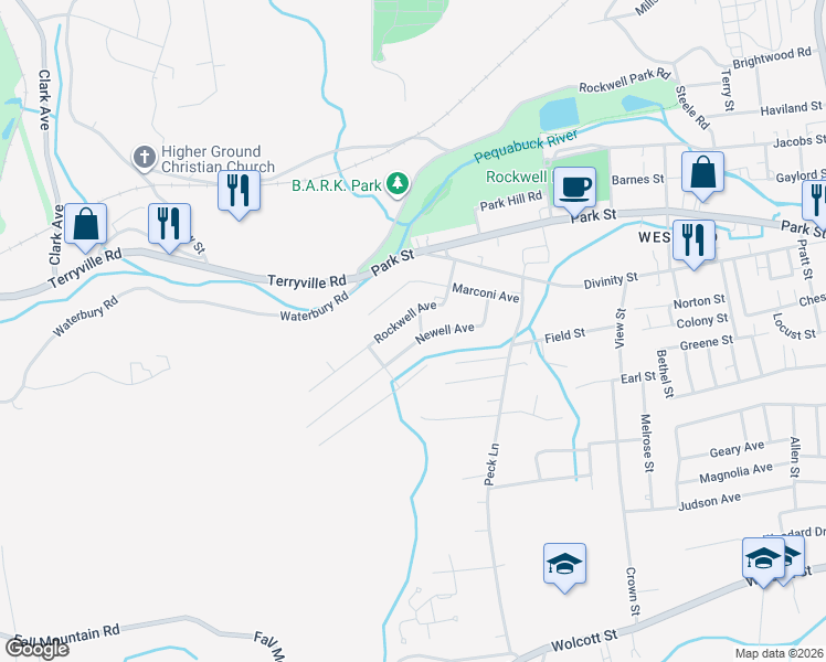 map of restaurants, bars, coffee shops, grocery stores, and more near 93 Newell Avenue in Bristol