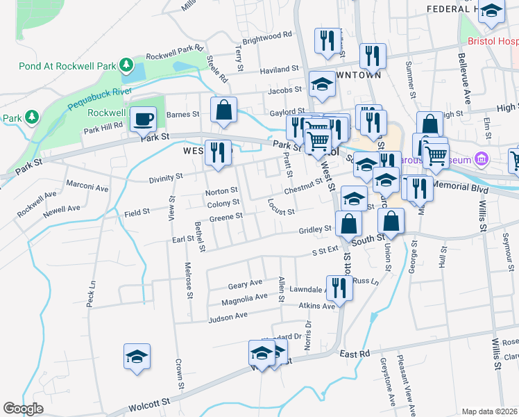 map of restaurants, bars, coffee shops, grocery stores, and more near 23 Division Street in Bristol
