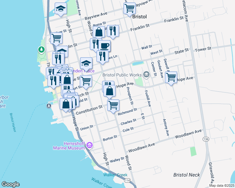 map of restaurants, bars, coffee shops, grocery stores, and more near 11 Catherine Street in Bristol