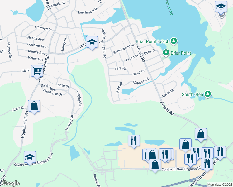 map of restaurants, bars, coffee shops, grocery stores, and more near 19 Myra Road in Coventry