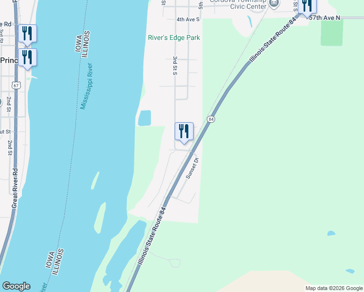 map of restaurants, bars, coffee shops, grocery stores, and more near 1305 2nd St S in Cordova