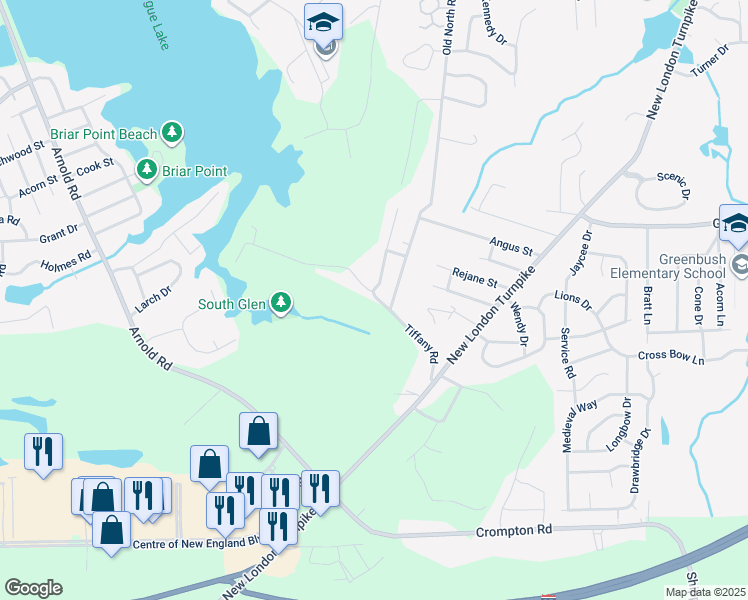 map of restaurants, bars, coffee shops, grocery stores, and more near 24-28 Tiffany Road in Coventry