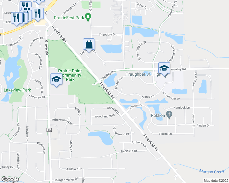 map of restaurants, bars, coffee shops, grocery stores, and more near 225 Dorset Court in Oswego