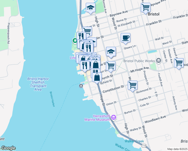 map of restaurants, bars, coffee shops, grocery stores, and more near in Bristol