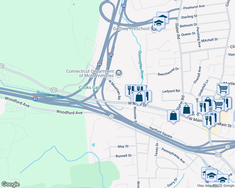 map of restaurants, bars, coffee shops, grocery stores, and more near in New Britain