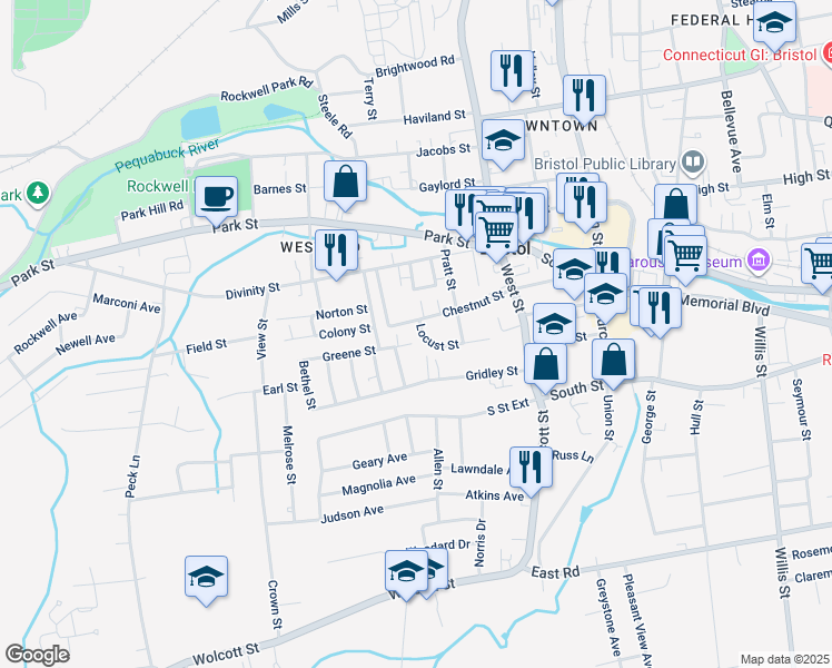 map of restaurants, bars, coffee shops, grocery stores, and more near 96 Chestnut Street in Bristol