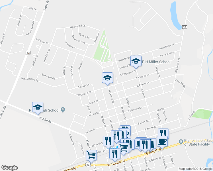 map of restaurants, bars, coffee shops, grocery stores, and more near 14675 North Center Street in Plano