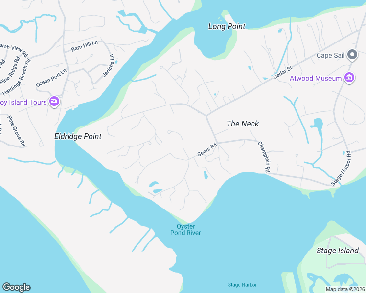 map of restaurants, bars, coffee shops, grocery stores, and more near 55 Harbor Hill Road in Chatham