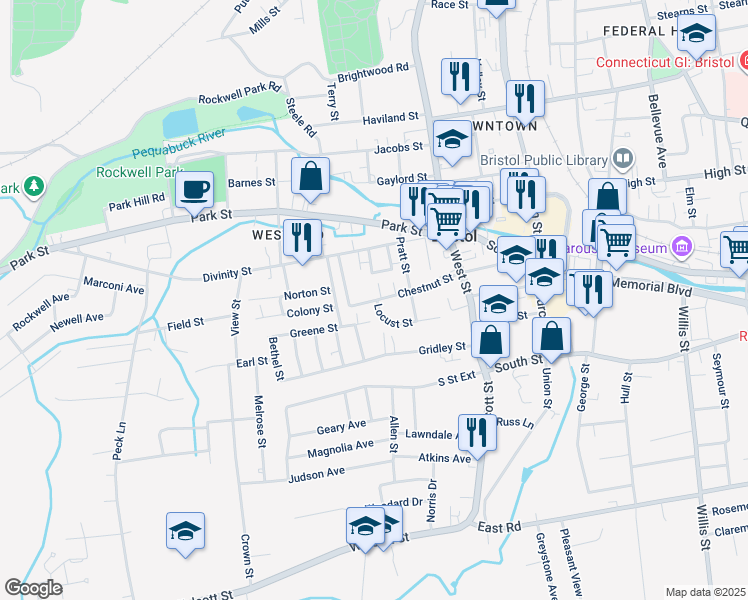 map of restaurants, bars, coffee shops, grocery stores, and more near 96 Chestnut Street in Bristol