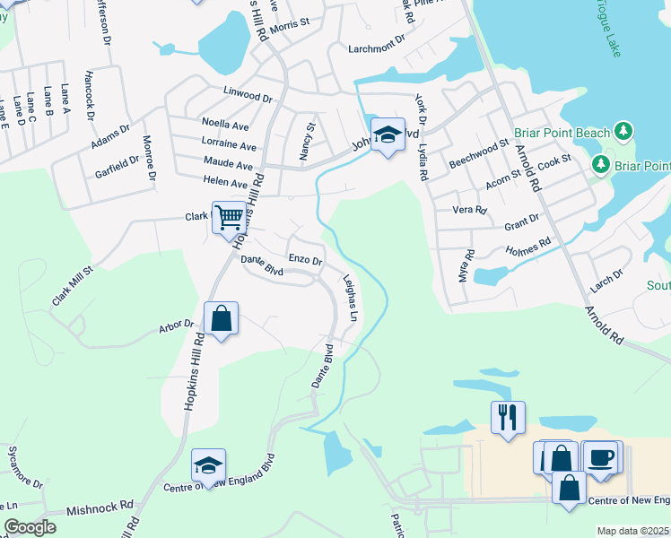 map of restaurants, bars, coffee shops, grocery stores, and more near 4 Leighas Lane in Coventry