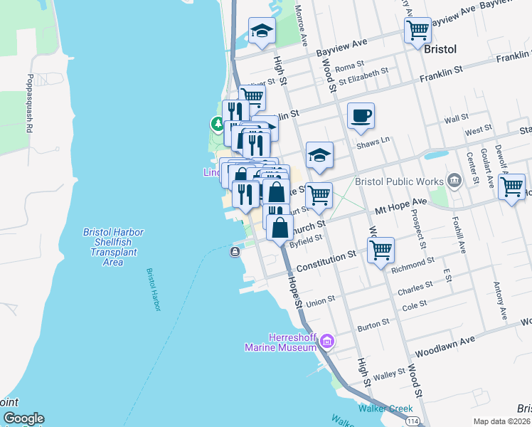 map of restaurants, bars, coffee shops, grocery stores, and more near in Bristol