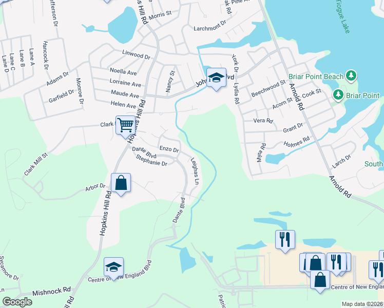 map of restaurants, bars, coffee shops, grocery stores, and more near 10 Leighas Lane in Coventry
