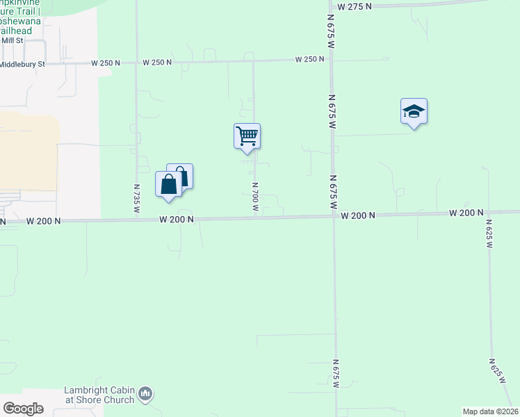 map of restaurants, bars, coffee shops, grocery stores, and more near 2000-2066 North 700 West in Shipshewana