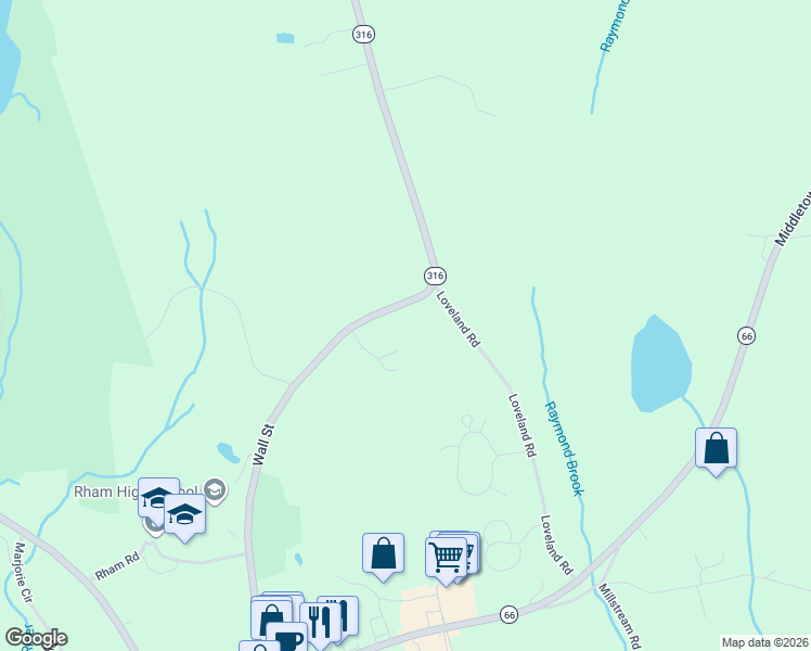 map of restaurants, bars, coffee shops, grocery stores, and more near 202 Wall Street in Hebron