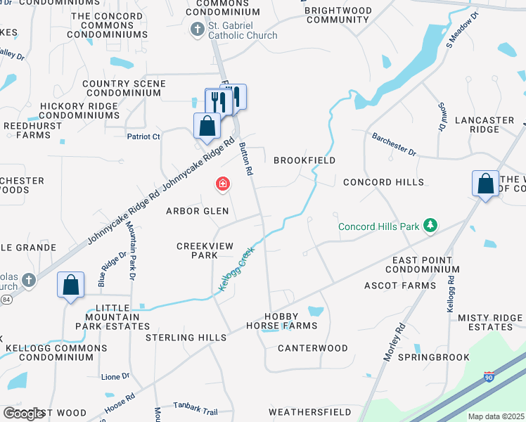 map of restaurants, bars, coffee shops, grocery stores, and more near 7338 Button Road in Mentor