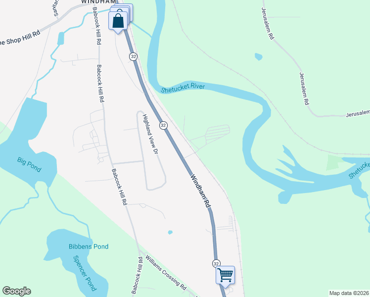 map of restaurants, bars, coffee shops, grocery stores, and more near 1018 Windham Road in Windham