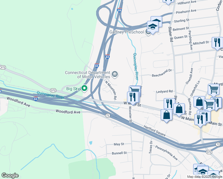 map of restaurants, bars, coffee shops, grocery stores, and more near in New Britain
