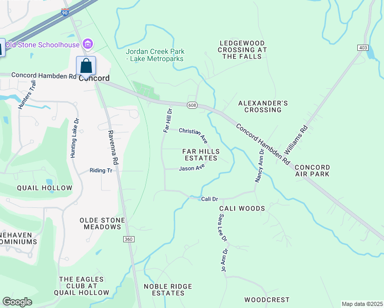 map of restaurants, bars, coffee shops, grocery stores, and more near 11770 Jennifer Court in Painesville