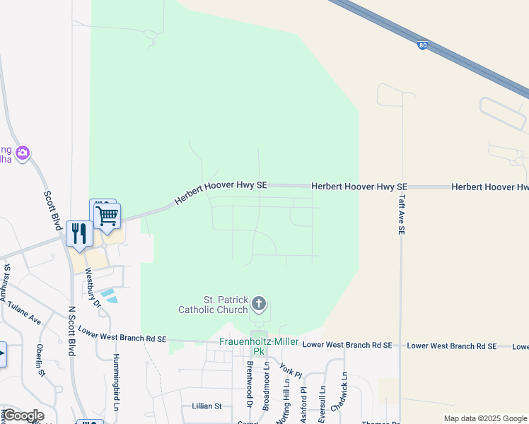 map of restaurants, bars, coffee shops, grocery stores, and more near 4100 Unbridled Avenue in Iowa City
