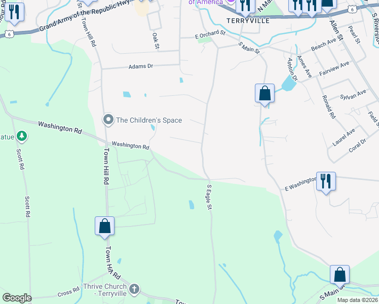 map of restaurants, bars, coffee shops, grocery stores, and more near 21 North Higgins Street in Plymouth