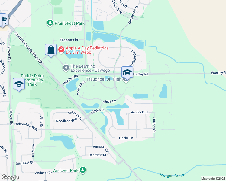 map of restaurants, bars, coffee shops, grocery stores, and more near 100 Dorset Avenue in Oswego