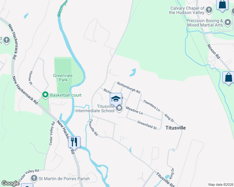map of restaurants, bars, coffee shops, grocery stores, and more near 9 Jefferson Road in Poughkeepsie