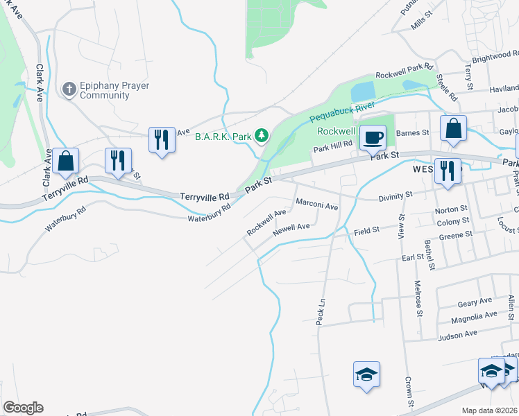 map of restaurants, bars, coffee shops, grocery stores, and more near 143 Marconi Avenue in Bristol