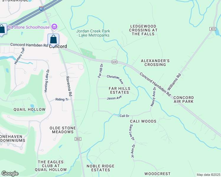 map of restaurants, bars, coffee shops, grocery stores, and more near 11770 Jennifer Court in Painesville