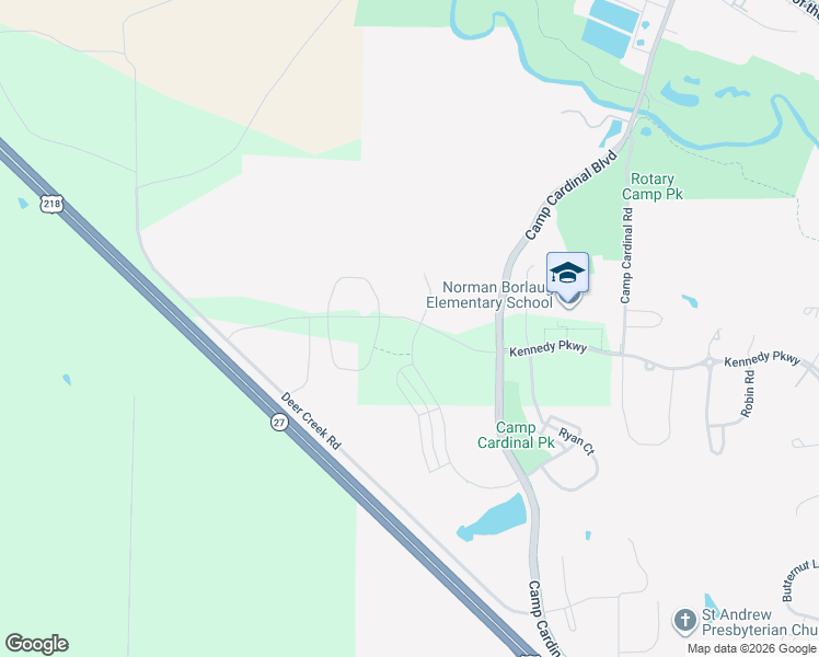 map of restaurants, bars, coffee shops, grocery stores, and more near Kennedy Parkway in Johnson County