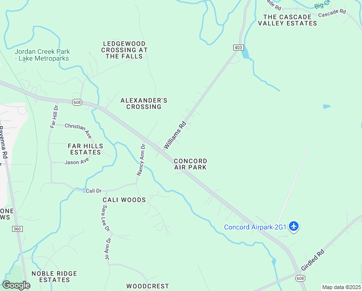 map of restaurants, bars, coffee shops, grocery stores, and more near 7359 Williams Road in Painesville