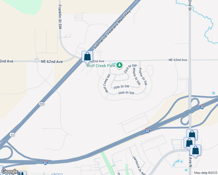 map of restaurants, bars, coffee shops, grocery stores, and more near 3500 Ash Drive Southwest in Bondurant