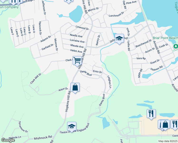 map of restaurants, bars, coffee shops, grocery stores, and more near 24 Enzo Drive in Coventry