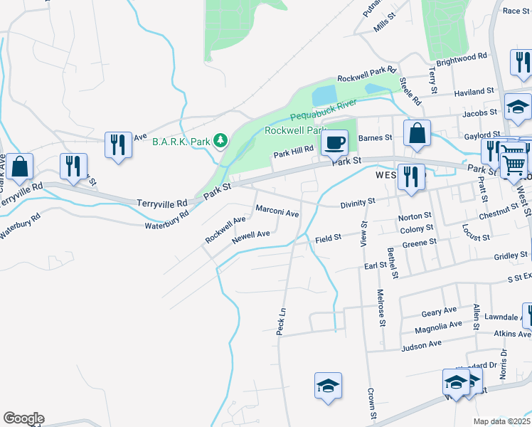 map of restaurants, bars, coffee shops, grocery stores, and more near 55 Marconi Avenue in Bristol